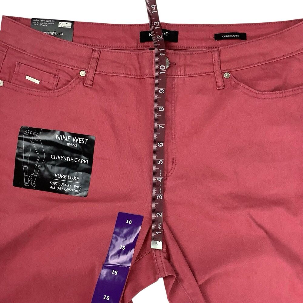 Nine West Chrystie Pink Capri Pants Jeans Women Size 16 36X23 Preppy Coastal - Picture 7 of 16